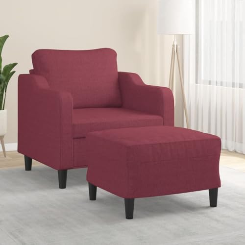 Qnhdfrt Kleiner Sessel mit Fußhocker in Weinrot 60 cm Sitzbreite aus strapazierfähigem Polyesterstoff – Moderner und bequemer Relaxsessel für Wohnzimmer, Jugendzimmer oder Essbereich von Qnhdfrt
