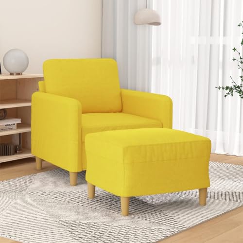 Qnhdfrt Kleiner Sessel mit Hocker Hellgelb 60 cm Stoff Loungesessel Modernes Design für Wohnzimmer Balkon Jugendzimmer – Robust und Bequem Qnhdfrt Kleiner Sessel mit Hocker Hellgelb 60 cm Stoff Loungesessel Modernes Design für Wohnzimmer Balkon Jugendzimmer – Robust und Bequem von Qnhdfrt
