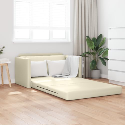 Qnhdfrt Kompaktes Schlafsofa Couch 2-in-1 in Creme 124x71x78 cm aus Kunstleder mit abnehmbaren Kissen für kleine Räume und Gästezimmer Qnhdfrt Kompaktes Schlafsofa Couch 2-in-1 in Creme 124x71x78 cm aus Kunstleder mit abnehmbaren Kissen für kleine Räume und Gästezimmer von Qnhdfrt