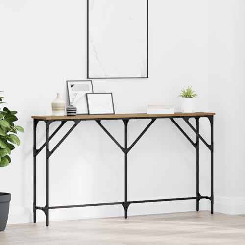 Qnhdfrt Konsolentisch Artisan Eiche Holzwerkstoff Beistelltisch 140x23x75 cm Matt Braun Rechteckig für Wohnzimmer Stilvolle Ergänzung von Qnhdfrt