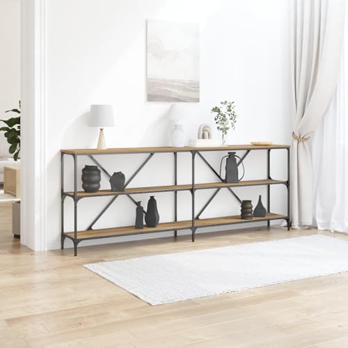 Qnhdfrt Konsolentisch Artisan Eiche Massivholz & Stahl 200x30x75 cm Industriestyle Design mit 3 Ablagen für Flur und Wohnzimmer Qnhdfrt Konsolentisch Artisan Eiche Massivholz & Stahl 200x30x75 cm Industriestyle Design mit 3 Ablagen für Flur und Wohnzimmer von Qnhdfrt