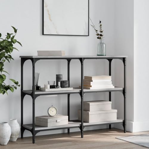 Qnhdfrt Konsolentisch Grau Sonoma aus Holzwerkstoff und Metall 100x29x75 cm mit Stauraum und 6 verstellbaren Beinen für Flur Wohnzimmer oder Eingangsbereich Stilvolles Design Qnhdfrt Konsolentisch Grau Sonoma aus Holzwerkstoff und Metall 100x29x75 cm mit Stauraum und 6 verstellbaren Beinen für Flur Wohnzimmer oder Eingangsbereich Stilvolles Design von Qnhdfrt