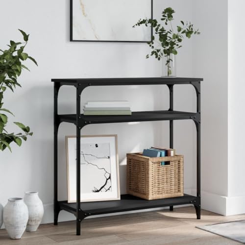 Qnhdfrt Konsolentisch Schwarz 75x29x75 cm Holzwerkstoff Metall Beistelltisch mit Stauraum für Flur Wohnzimmer Eingangsbereich Qnhdfrt Konsolentisch Schwarz 75x29x75 cm Holzwerkstoff Metall Beistelltisch mit Stauraum für Flur Wohnzimmer Eingangsbereich von Qnhdfrt