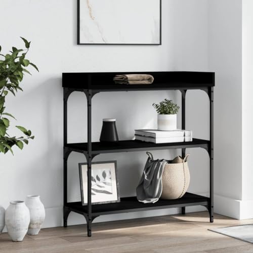 Qnhdfrt Konsolentisch Schwarz 75x30x80 cm Holzwerkstoff Metall Beistelltisch mit Ablagen Stauraum für Flur Wohnzimmer und Eingangsbereich Qnhdfrt Konsolentisch Schwarz 75x30x80 cm Holzwerkstoff Metall Beistelltisch mit Ablagen Stauraum für Flur Wohnzimmer und Eingangsbereich von Qnhdfrt