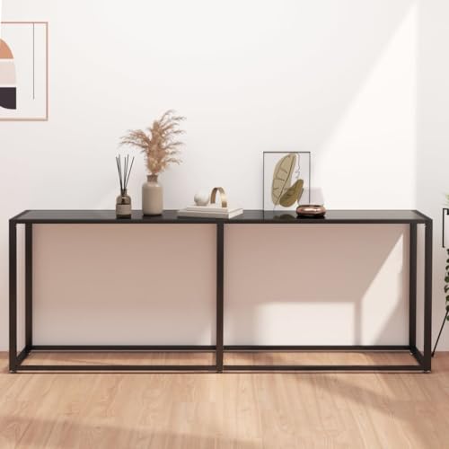 Qnhdfrt Konsolentisch Schwarz Hartglas und Stahl 200x35x75,5 cm Robuster Beistelltisch mit Wandhalterung für Wohnzimmer und Couchbereich Modernes Design Qnhdfrt Konsolentisch Schwarz Hartglas und Stahl 200x35x75,5 cm Robuster Beistelltisch mit Wandhalterung für Wohnzimmer und Couchbereich Modernes Design von Qnhdfrt