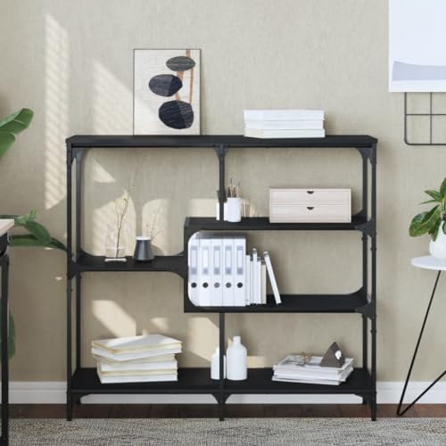 Qnhdfrt Konsolentisch Schwarz aus Holzwerkstoff und Metall 103x32x95 cm mit Stauraum und verstellbaren Beinen für Flur Wohnzimmer Eingangsbereich Qnhdfrt Konsolentisch Schwarz aus Holzwerkstoff und Metall 103x32x95 cm mit Stauraum und verstellbaren Beinen für Flur Wohnzimmer Eingangsbereich von Qnhdfrt