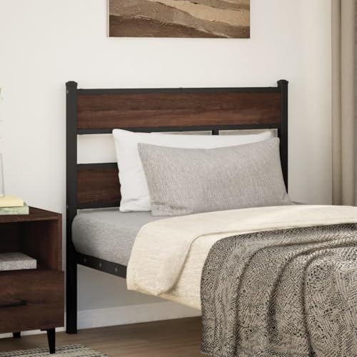 Qnhdfrt Kopfteil 100 cm Braun Eichen-Optik aus Stahl und Holzwerkstoff Modernes Bettkopfteil mit rückenfreundlicher Rückenlehne für Schlafzimmer von Qnhdfrt