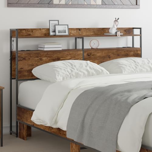 Qnhdfrt Kopfteil 135 cm Räuchereiche Holzwerkstoff mit LED Beleuchtung Stauraum Ablagefächer USB C Steckdosen Robustes Design für Kinder und Erwachsenenschlafzimmer Qnhdfrt Kopfteil 135 cm Räuchereiche Holzwerkstoff mit LED Beleuchtung Stauraum Ablagefächer USB C Steckdosen Robustes Design für Kinder und Erwachsenenschlafzimmer von Qnhdfrt