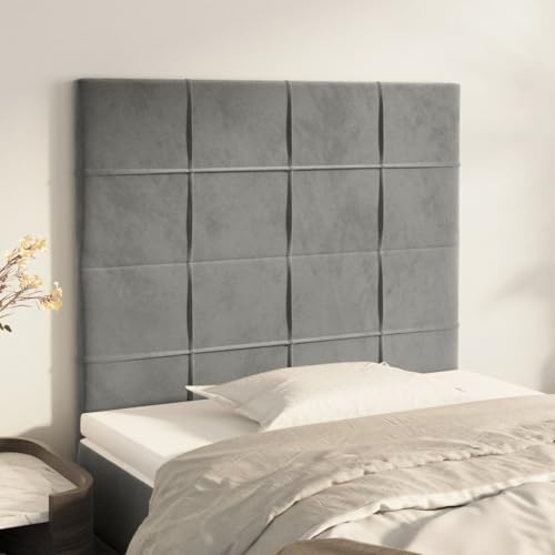 Qnhdfrt Kopfteil 2er Set Hellgrau 100x5x78 88 cm Höhenverstellbar Samt Bett Kopfteil Wandpolster Rückenlehne Modern für Schlafzimmer und Gästezimmer von Qnhdfrt