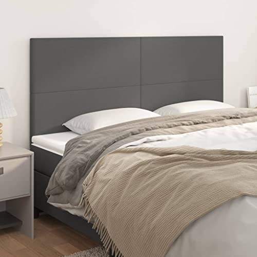 Qnhdfrt Kopfteil 4er Set 80x78/88 cm Grau Kunstleder Höhenverstellbar Robustes Bett Rückenlehne mit Schaumstoff und massiven Holzbeinen für Schlafzimmer von Qnhdfrt