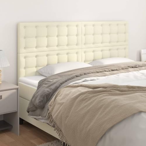 Qnhdfrt Kopfteil 4er Set Creme 100x5x78/88 cm Höhenverstellbar Kunstleder Robustes Bett Kopfteil für Schlafzimmer komplettiert das Erscheinungsbild deines Bettes von Qnhdfrt