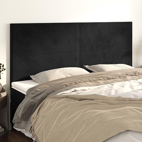 Qnhdfrt Kopfteil 4er Set Schwarz Samt 80x5x78/88 cm Höhenverstellbar Robustes Lärchenholz Bequeme Rückenlehne fürs Bett Modernes Design passend für jedes Schlafzimmer von Qnhdfrt