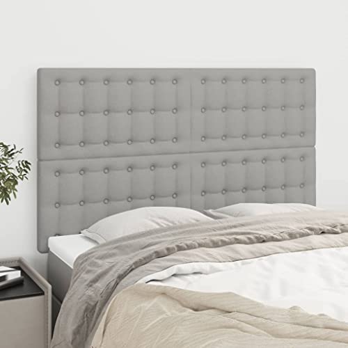 Qnhdfrt Kopfteil 4er Set hellgrau 72 x 5 x 78/88 cm Stoff massives Lärchenholz höhenverstellbar Bequeme Rückenlehne modernes Design für Schlafzimmer und Gästezimmer von Qnhdfrt
