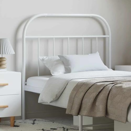 Qnhdfrt Kopfteil Bett 100 cm Weiß Metall Modernes Design Robuste Stahl-Rückenlehne Langlebiger Schutz für Schlafzimmer von Qnhdfrt