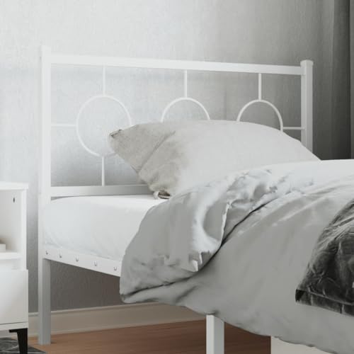Qnhdfrt Kopfteil Bett 100 cm Weiß aus pulverbeschichtetem Stahl Modernes Design Robust und Stabil für Schlafzimmer Einzelbett Headboard for Bed von Qnhdfrt