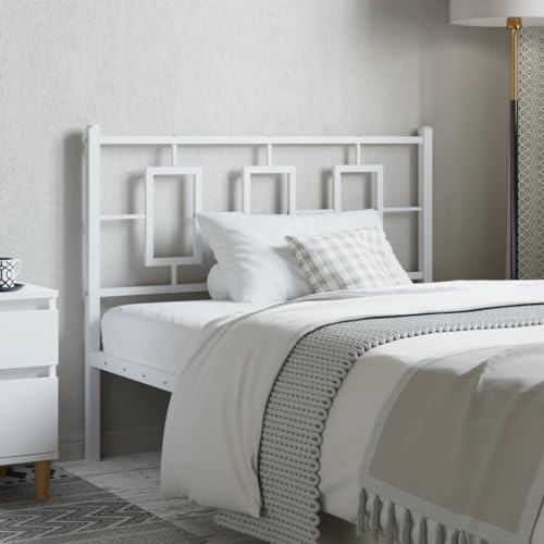 Qnhdfrt Kopfteil Bett 107 cm Weiß Stahl Modernes Design Rückenlehne Bequem & Robust für Schlafzimmer Jugendzimmer Gästezimmer von Qnhdfrt