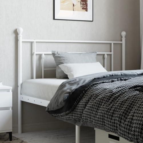 Qnhdfrt Kopfteil Bett 112 x 97 cm Weiß aus Stahl Modernes Design Robuste Metallkonstruktion Komfortable Rückenlehne für Schlafzimmer von Qnhdfrt