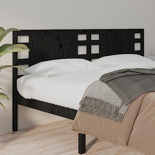 Qnhdfrt Kopfteil Bett 146x100 cm Massivholz Kiefer Schwarz mit rustikalem Charme und Rückenstütze für Schlaf- und Gästezimmer Qnhdfrt Kopfteil Bett 146x100 cm Massivholz Kiefer Schwarz mit rustikalem Charme und Rückenstütze für Schlaf- und Gästezimmer von Qnhdfrt