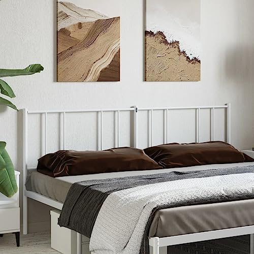 Qnhdfrt Kopfteil Bett 198 x 90 cm Weiß aus pulverbeschichtetem Stahl Modernes Design Robuste Metallkonstruktion Passt zu 193 cm Breiten Bettrahmen für Schlafzimmer Wohnung und Gästezimmer von Qnhdfrt