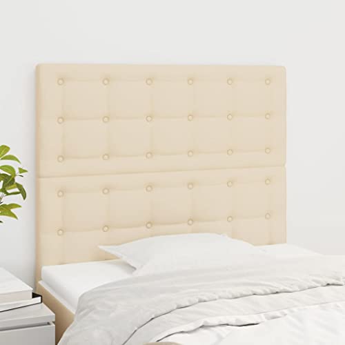 Qnhdfrt Kopfteil Bett 2er Set 80x118/128 cm Höhenverstellbar Creme Stoff Solid Lärchenholz Beine Modernes Design Bequeme Rückenlehne für Schlafzimmer und Gästezimmer von Qnhdfrt