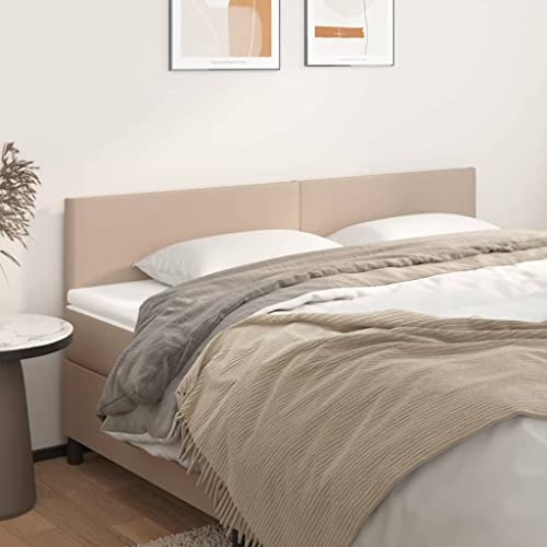 Qnhdfrt Kopfteil Bett 2er Set 80x78/88 cm Cappuccino Kunstleder Höhenverstellbare Rückenlehne mit Massiven Holzbeinen Modernes Design für Schlafzimmer von Qnhdfrt