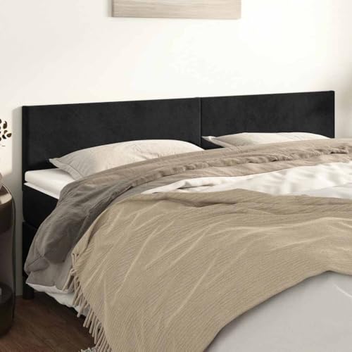 Qnhdfrt Kopfteil Bett 2er Set 80x78-88 cm Schwarz Samt Höhenverstellbar Stabile Lärchenholzbeine Bequeme Rückenlehne für Schlafzimmer von Qnhdfrt