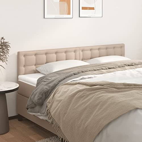 Qnhdfrt Kopfteil Bett 2er Set 90x78/88 cm Cappuccino Kunstleder Höhenverstellbar Robustes Holzbein Elegant für Schlafzimmer von Qnhdfrt