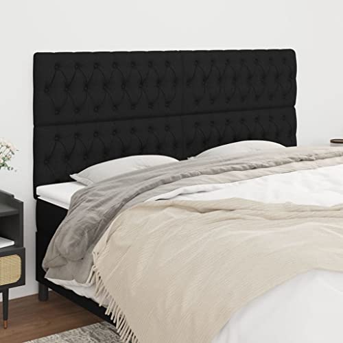 Qnhdfrt Kopfteil Bett 4er Set 90x78/88 cm Höhenverstellbar Schwarz Stoff Lärchenholz Beine Modernes Design Robust & Bequem für Schlafzimmer Doppelbett von Qnhdfrt