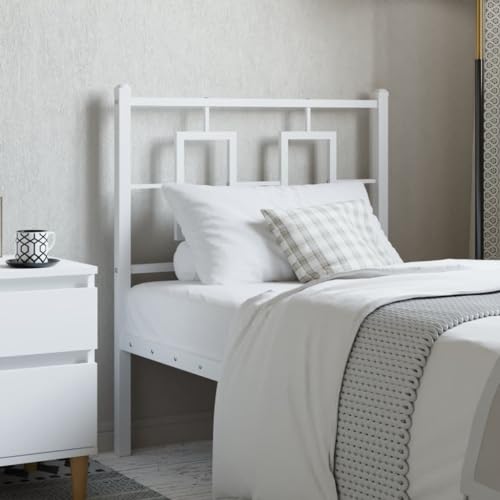 Qnhdfrt Kopfteil Bett 75 cm Weiß Metall Headboard for Bed Modernes Design Robuste Stahl-Konstruktion und Bequeme Rückenlehne für Schlafzimmer von Qnhdfrt