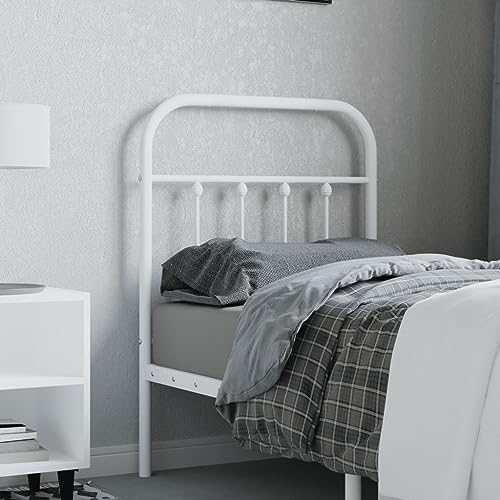 Qnhdfrt Kopfteil Bett 75 cm Weiß Metall Stahlrahmen Modernes Design Robuste Rückenlehne Kompatibel mit runden Rohren für Schlafzimmer von Qnhdfrt