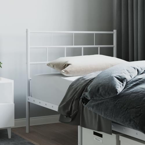 Qnhdfrt Kopfteil Bett 80 cm Weiß aus pulverbeschichtetem Stahl 85 x 3 x 90 cm Modernes Design Robustes Metallkopfteil mit Stabilität und Rückenlehne für Schlafzimmer Jugendzimmer Gästezimmer von Qnhdfrt