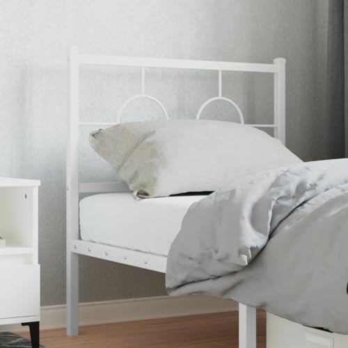 Qnhdfrt Kopfteil Bett 80 cm Weiß aus pulverbeschichtetem Stahl Modernes Design Robustes Kopfenden für Jugendzimmer Gästezimmer Einzelbett von Qnhdfrt