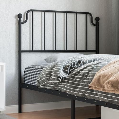 Qnhdfrt Kopfteil Bett 90 cm Schwarz Metall Rückenlehne Stahlrahmen Modernes Design Robust und Langlebig für Jugendzimmer Gästezimmer und Schlafzimmer von Qnhdfrt