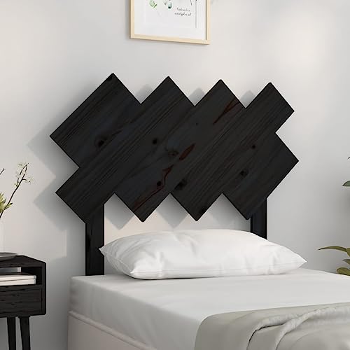 Qnhdfrt Kopfteil Bett 92x81 cm Schwarz Massiv Kiefer, Rückenlehne Massivholz mit rustikalem Look, bequemes Wandkissen Alternative für Schlaf- & Gästezimmer, einfache Montage von Qnhdfrt