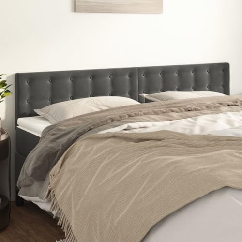 Qnhdfrt Kopfteil Bett Dunkelgrau 2er Set 80x5x78/88 cm Samt Holz Höhenverstellbar Modernes Design Bequeme Rückenlehne für Schlafzimmer und Gästezimmer von Qnhdfrt