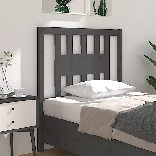 Qnhdfrt Kopfteil Bett Grau 81x4x100 cm Kiefer Massivholz, Rustikales Headboard for Bed mit Rückenlehne, Modernes Bettrückwand Design für Schlaf- & Gästezimmer von Qnhdfrt