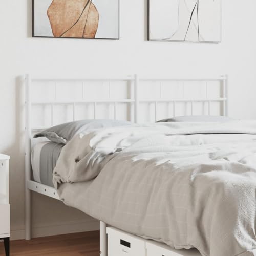 Qnhdfrt Kopfteil Bett Metall Weiß 140 cm Modernes Design Robuste Stahlstruktur für 140 cm Matratzen und Bequeme Rückenlehne im Schlafzimmer von Qnhdfrt