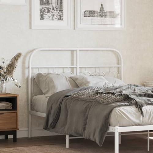 Qnhdfrt Kopfteil Bett Weiß 125 x 3 x 100 cm Stahl Metall Kopfteil 120 cm Breit Modernes Design Robust und Langlebig als Rückenlehne für Schlafzimmer und Gästezimmer von Qnhdfrt