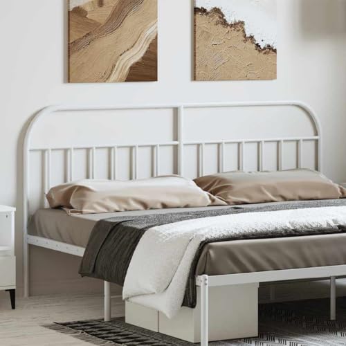 Qnhdfrt Kopfteil Bett Weiß 180 cm aus pulverbeschichtetem Stahl Modernes Design Robuste Metallkonstruktion & Stabilität Headboard for Bedroom 187 x 3 x 100 cm Langlebig von Qnhdfrt