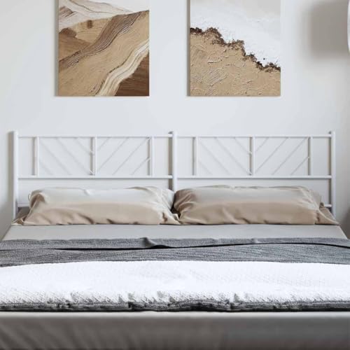 Qnhdfrt Kopfteil Bett Weiß 198x90 cm Stahl Headboard mit Robuster Metallkonstruktion für Schlafzimmer von Qnhdfrt