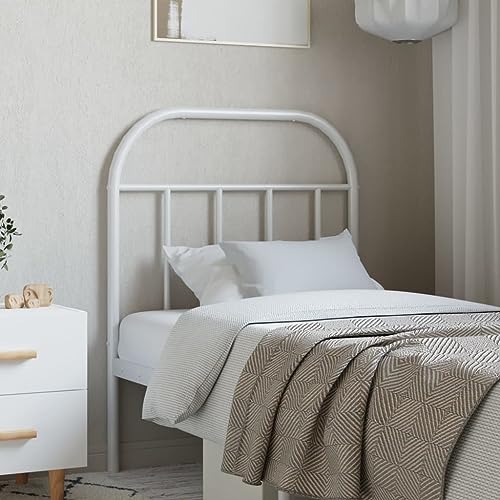 Qnhdfrt Kopfteil Bett Weiß 80x100 cm aus Pulverbeschichtetem Stahl mit Robuster Metallkonstruktion Bequeme Rückenlehne für 75 cm Matratzen Modernes Design für Schlafzimmer und Gästezimmer von Qnhdfrt