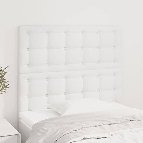 Qnhdfrt Kopfteil Bettkopfteil 2er Set 80x5x118 cm Höhenverstellbar Kunstleder in Weiß Massive Lärchenholz Beine Easy Clean Modernes Design für Schlafzimmer Doppelbett und Gästezimmer von Qnhdfrt