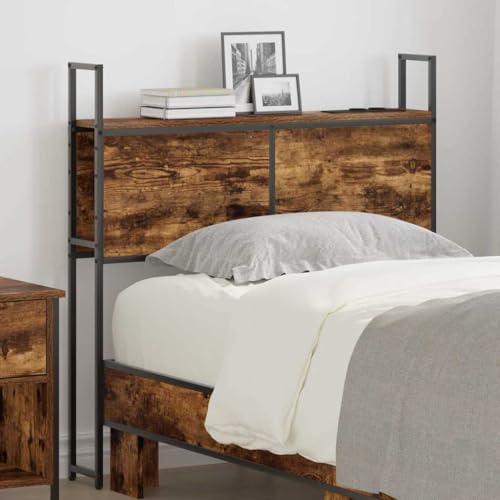 Qnhdfrt Kopfteil Bettrückwand 100 cm Räuchereiche Holzwerkstoff mit 2 AC Steckdosen USB A C Ladezentrum Moderne Stauraumlösung für Schlafzimmer von Qnhdfrt