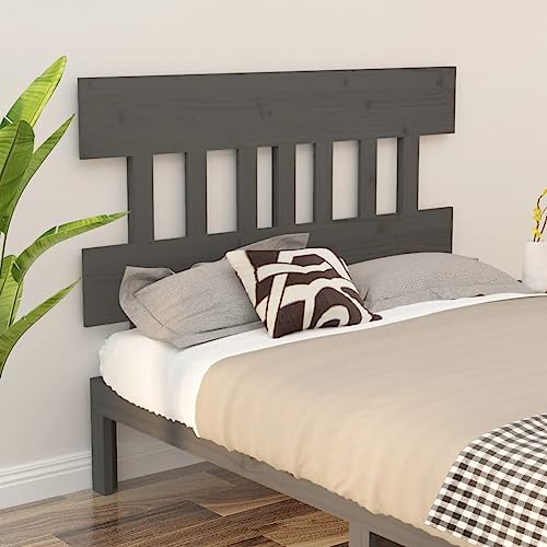 Qnhdfrt Kopfteil Grau 123,5x81 cm aus Massiv Kiefer als Headboard for Bed mit rustichem Charme Rückenlehne zum Lesen für Schlaf und Gästezimmer von Qnhdfrt