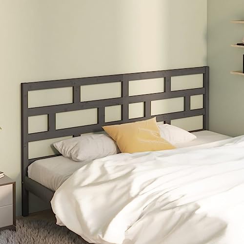 Qnhdfrt Kopfteil Grau 206 cm Kiefer Massivholz Modernes Design Robustes Bettkopfteil für Schlafzimmer und Jugendzimmer von Qnhdfrt
