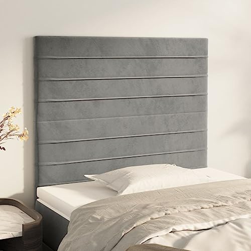 Qnhdfrt Kopfteil Hellgrau 2er Set 80x5x78/88 cm Höhenverstellbar Samt mit massiven Lärchenholzfüßen Modernes Design Bequeme Rückenlehne für Bett Schlafzimmer und Gästezimmer von Qnhdfrt