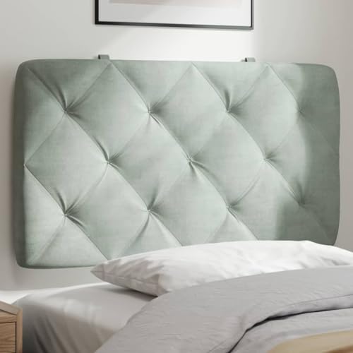 Qnhdfrt Kopfteil-Kissen 80 cm Hellgrau Samt rautengesteppt Bequeme Rückenlehne mit praktischem Reißverschluss Modernes Wandkissen für Bett und Schlafzimmer von Qnhdfrt