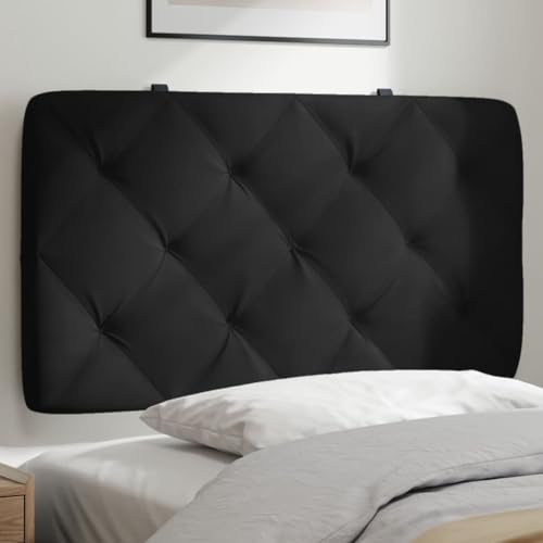 Qnhdfrt Kopfteil Kissen 80 cm Schwarz Samt Rückenlehne gepolstert mit Rauten Heftung und Klettstreifen für LED Beleuchtung Modernes Design für Bett und Schlafzimmer von Qnhdfrt