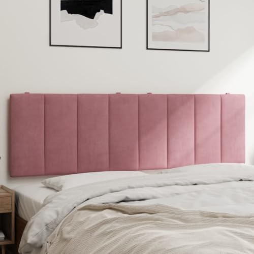 Qnhdfrt Kopfteil Kissen Hanko in Rosa 160 cm Samt Stoff mit Schaumstoff Füllung Bequeme Bett Rückenlehne zum Sitzen Lesen TV Schauen für Doppelbett und Schlafzimmer von Qnhdfrt