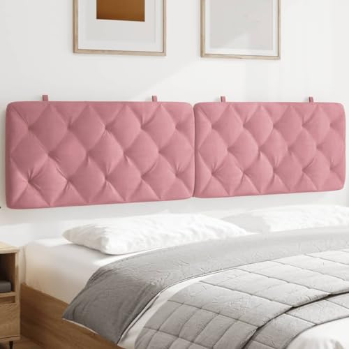 Qnhdfrt Kopfteil Kissen Rosa 202 x 48 cm Samt Bequeme Rückenlehne für Bett Modernes Wandpolster mit Rauten-Steppung für Schlafzimmer 200 cm Breit von Qnhdfrt